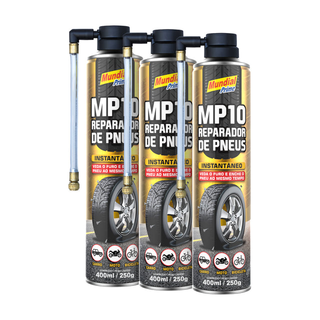 Kit 3 Reparadores de Pneu Mundial Prime 400ml
