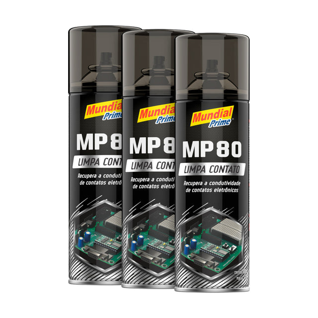 Kit 3 Limpa Contato Spray MP80 Mundial Prime 300ml