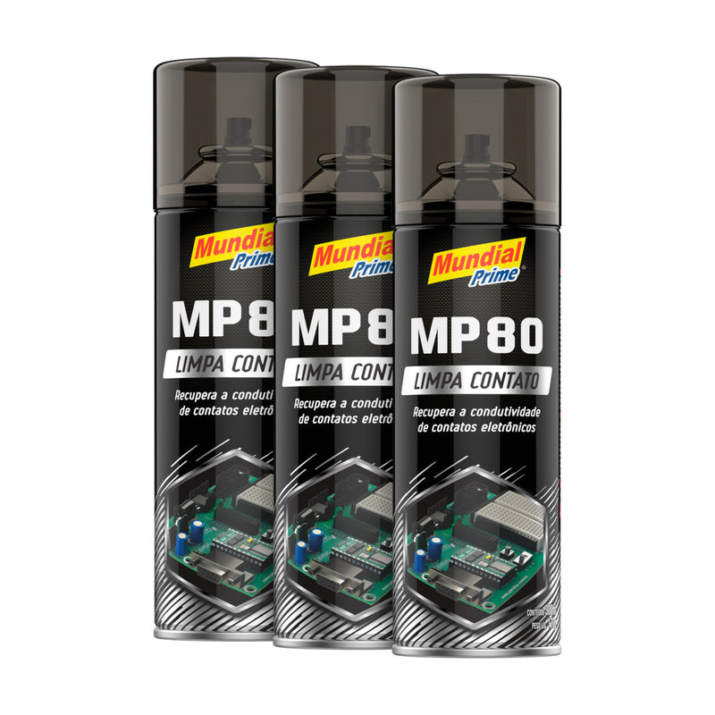 Kit 3 Limpa Contato Spray MP80 Mundial Prime 300ml