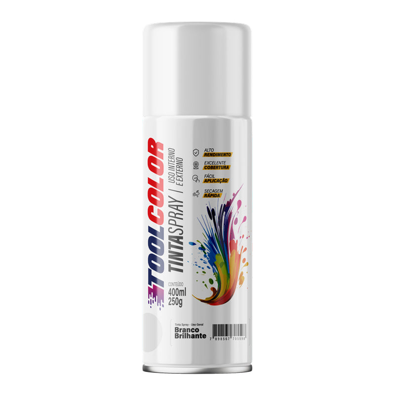 Tinta Spray Multiuso Tool Color Branco Brilhante 400ml
