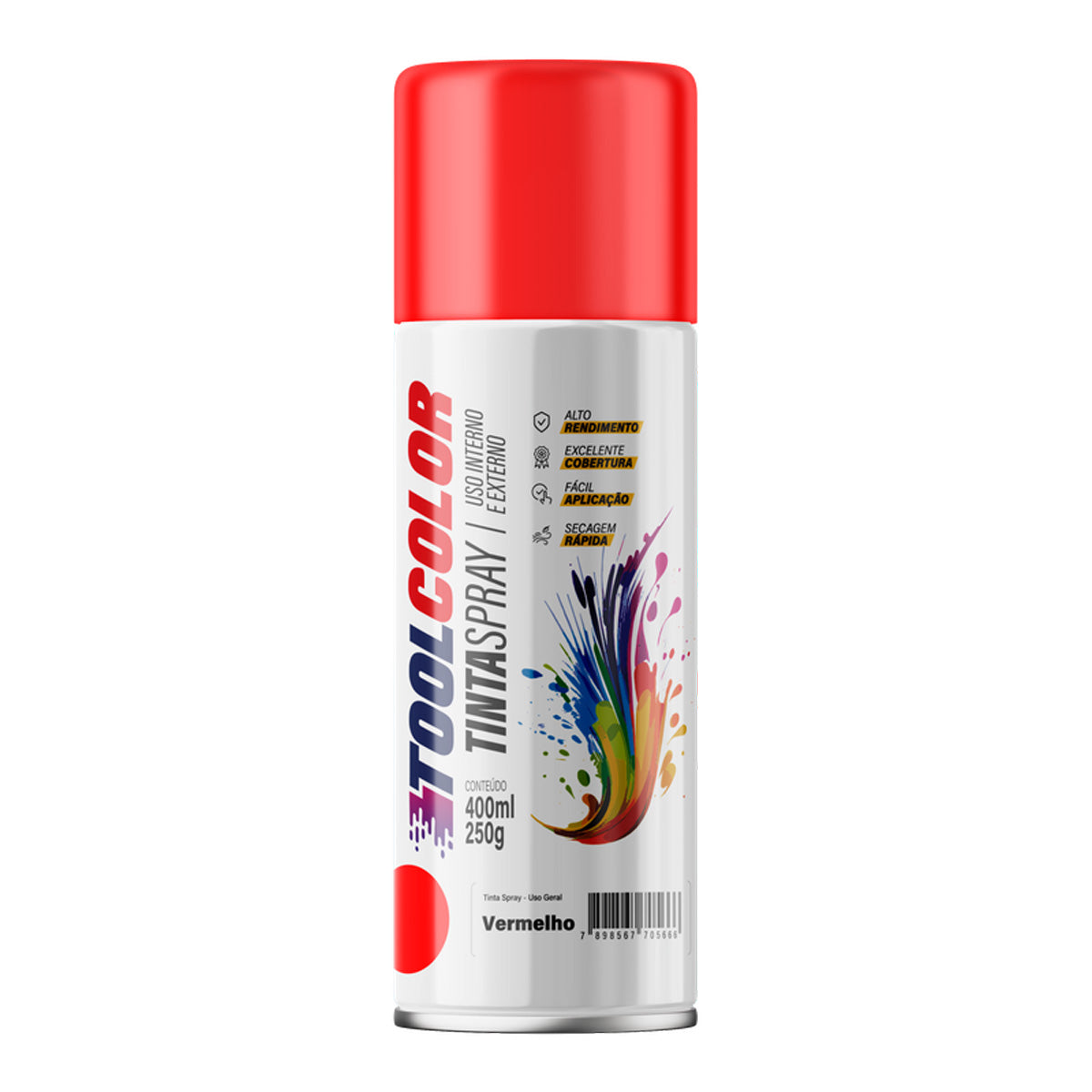 Tinta Spray Multiuso Tool Color Vermelho 400ml