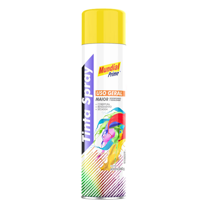 Tinta Spray Uso Geral Amarelo Mundial Prime 400ml