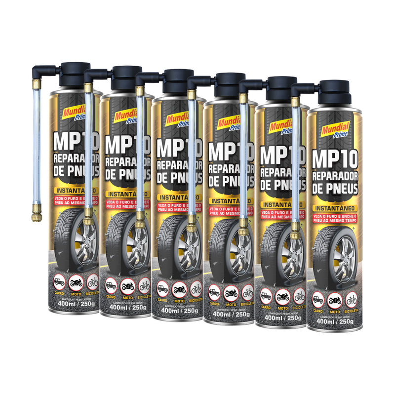 Kit 6 Reparadores de Pneu Mundial Prime 400ml