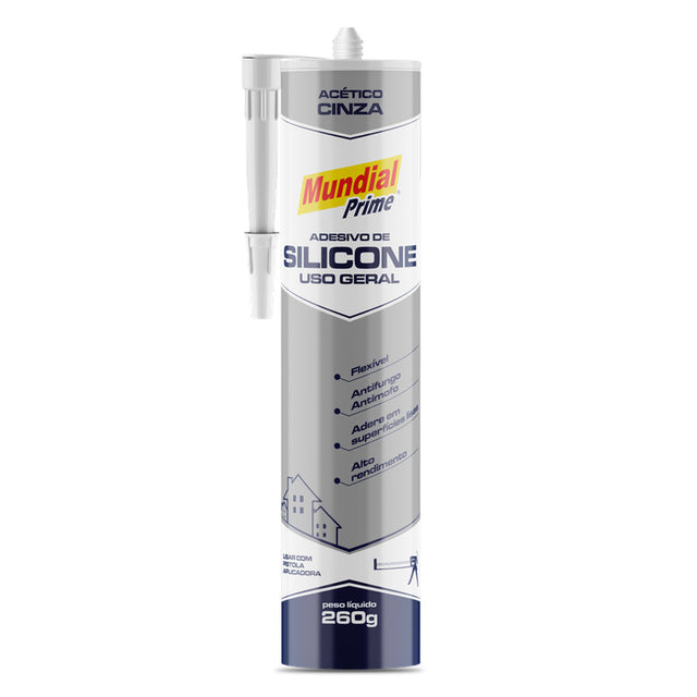 Adesivo Silicone Acético Mundial Prime Cinza 260g