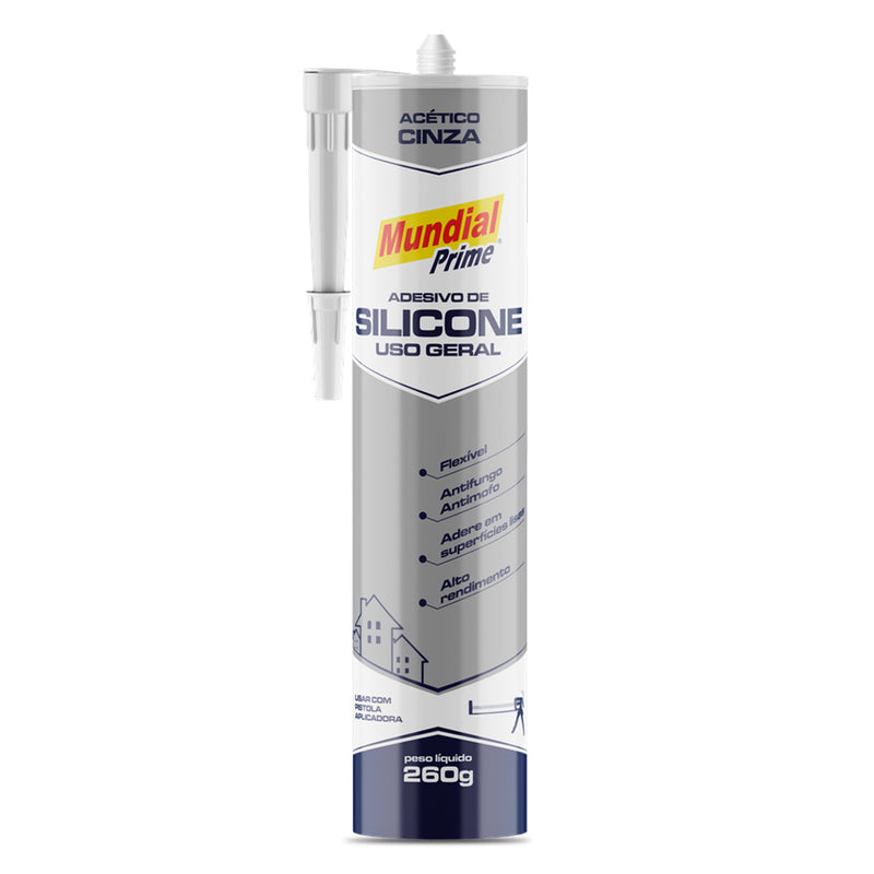 Adesivo Silicone Acético Mundial Prime Cinza 260g