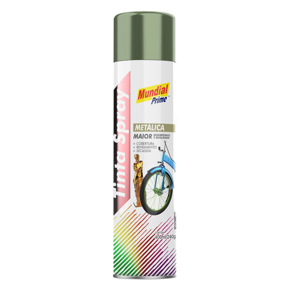 Tinta Spray Uso Geral Verde Metálico Mundial Prime 400ml