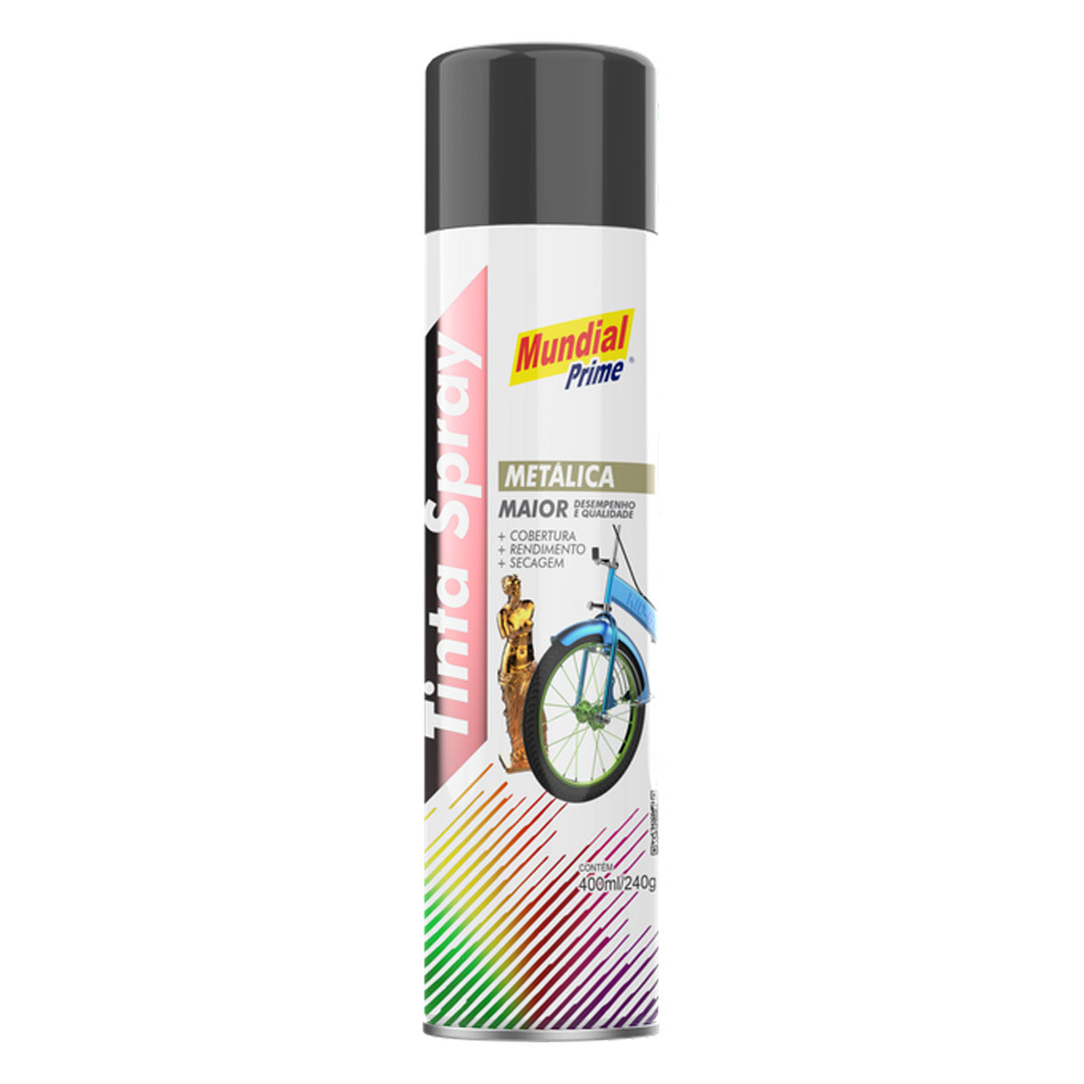 Tinta Spray Uso Geral Grafite Metálico Mundial Prime 400ml