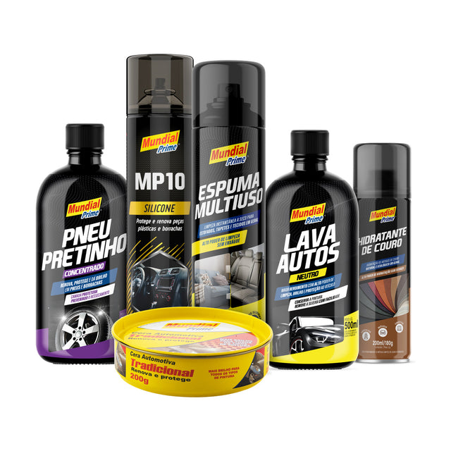 Kit Limpeza Automotiva Interna e Externa 6 Produtos