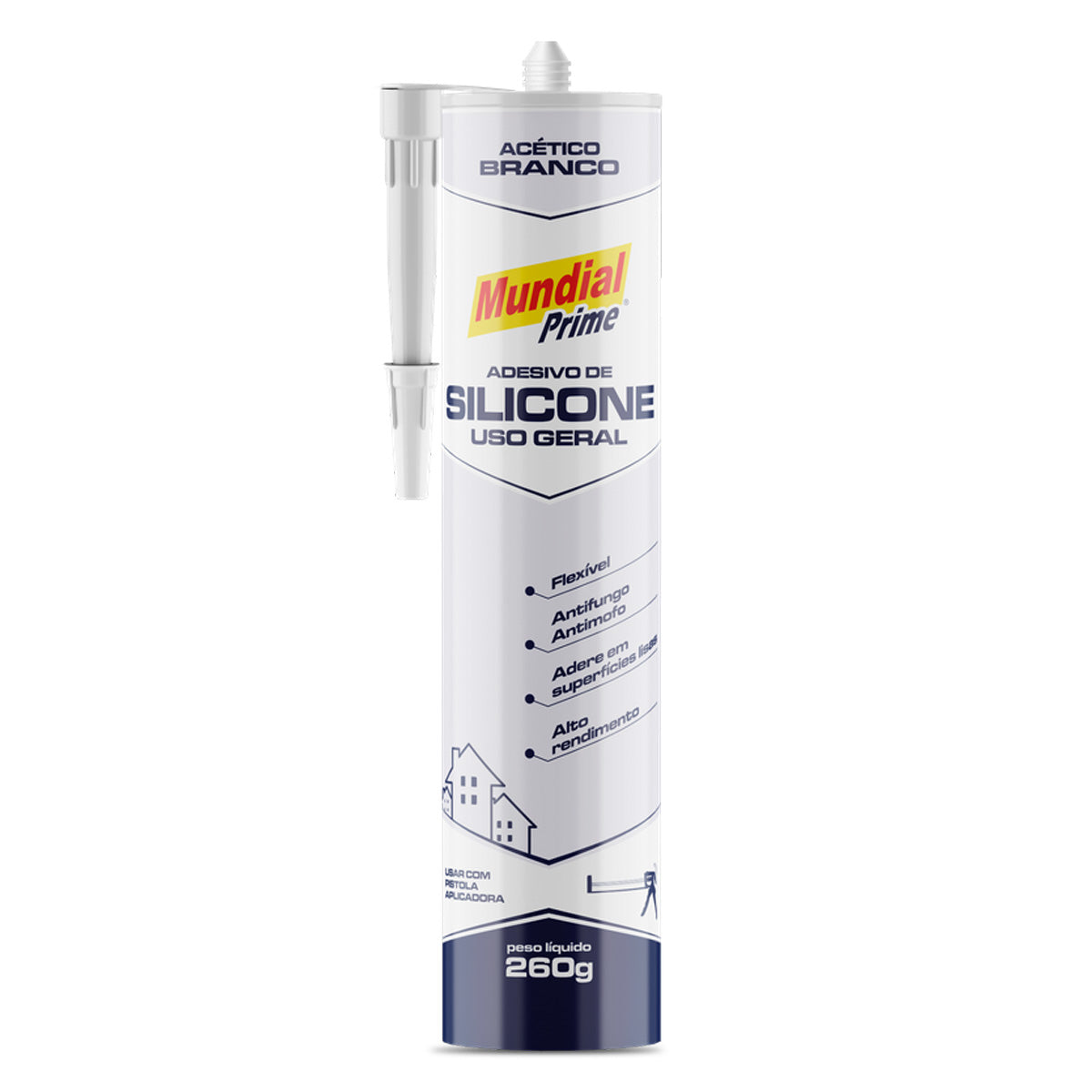 Adesivo Silicone Acético Mundial Prime Branco 260g