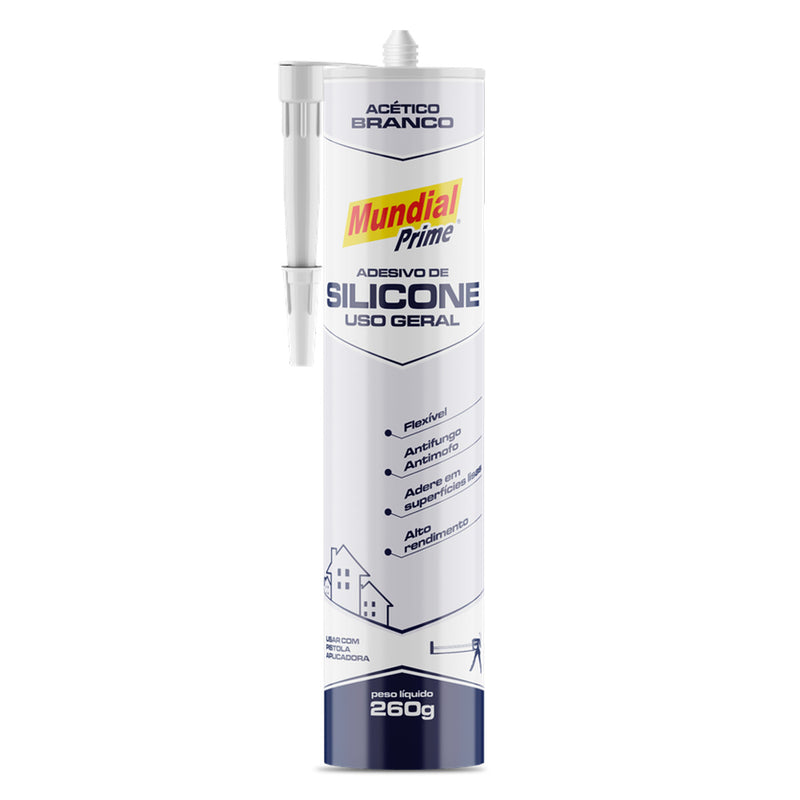 Adesivo Silicone Acético Mundial Prime Branco 260g