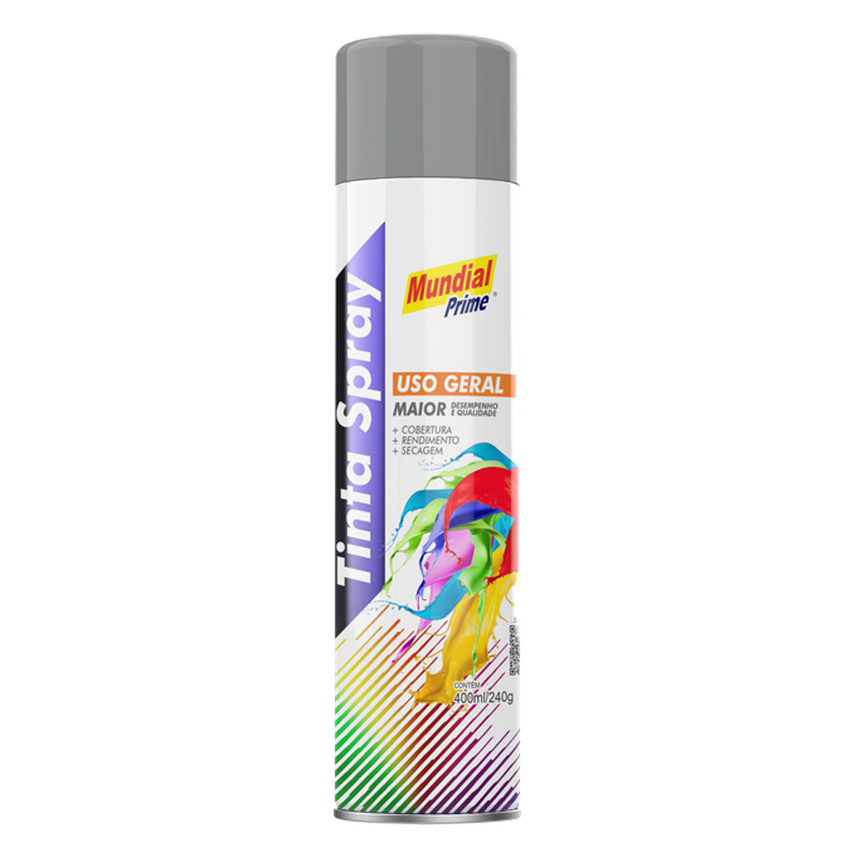 Tinta Spray Uso Geral Cinza Médio Mundial Prime 400ml