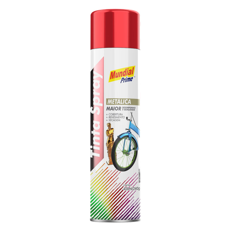 Tinta Spray Uso Geral Vermelho Metálico Mundial Prime 400ml