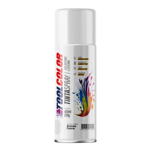 Tinta Spray Multiuso Tool Color Branco Fosco 400ml