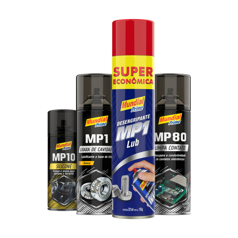 Kit Manutenção e Lubrificação Mundial Prime 4 Sprays