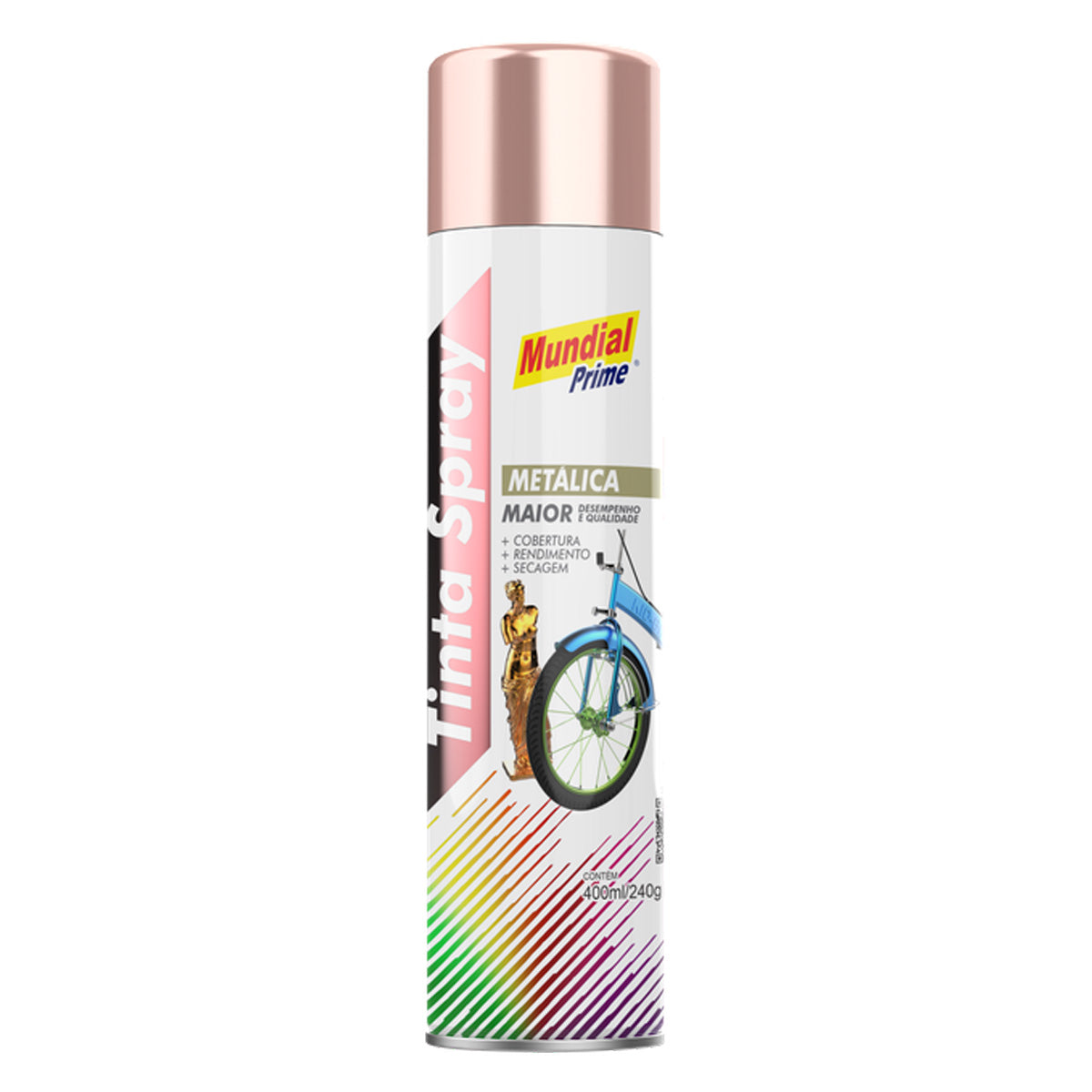 Tinta Spray Uso Geral Rose Gold Metálico Mundial Prime 400ml