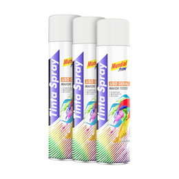 Kit 3 Tintas Spray Branco Fosco Mundial Prime 400ml