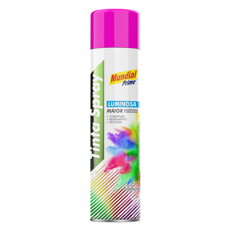 Tinta Spray Luminosa Pink Mundial Prime 400ml