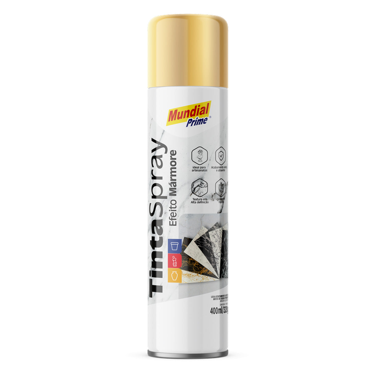 Tinta Spray Efeito Mármore Dourado Mundial Prime 400ml