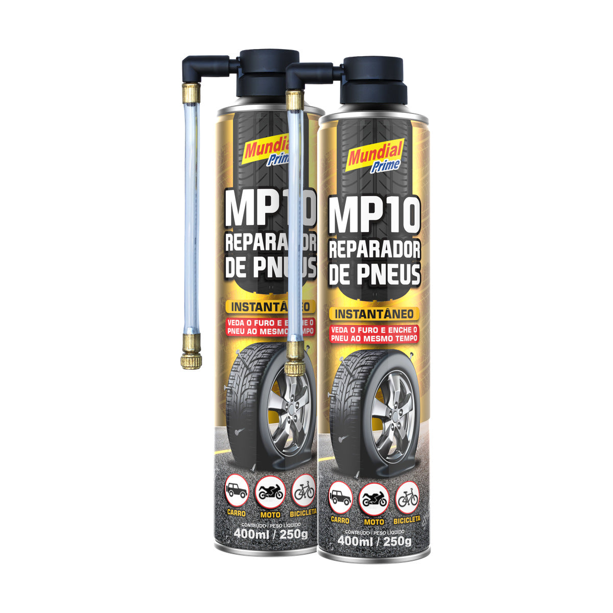 Kit 2 Reparadores de Pneu Mundial Prime 400ml