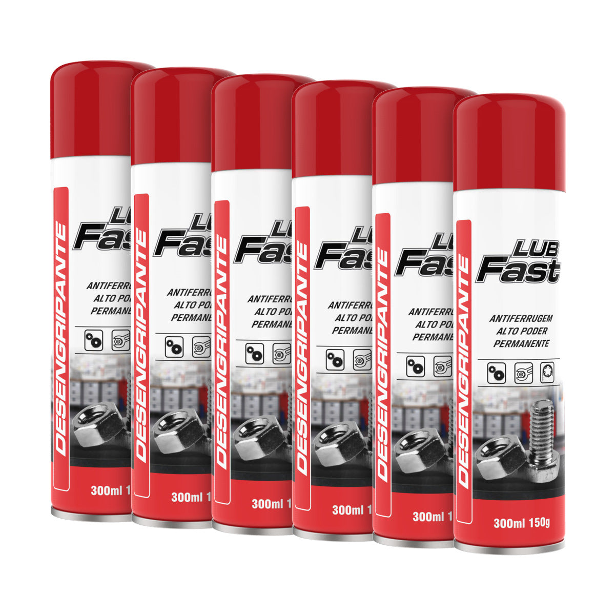Kit 6 Desengripantes Lub Fast Spray 300ml
