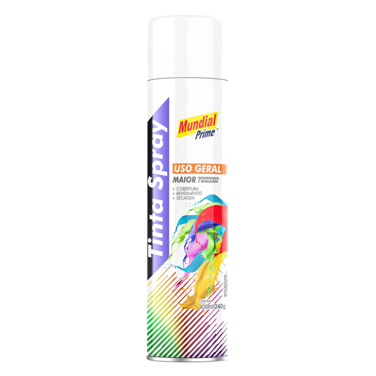 Tinta Spray Uso Geral Branco Semi Brilho Mundial Prime 400ml